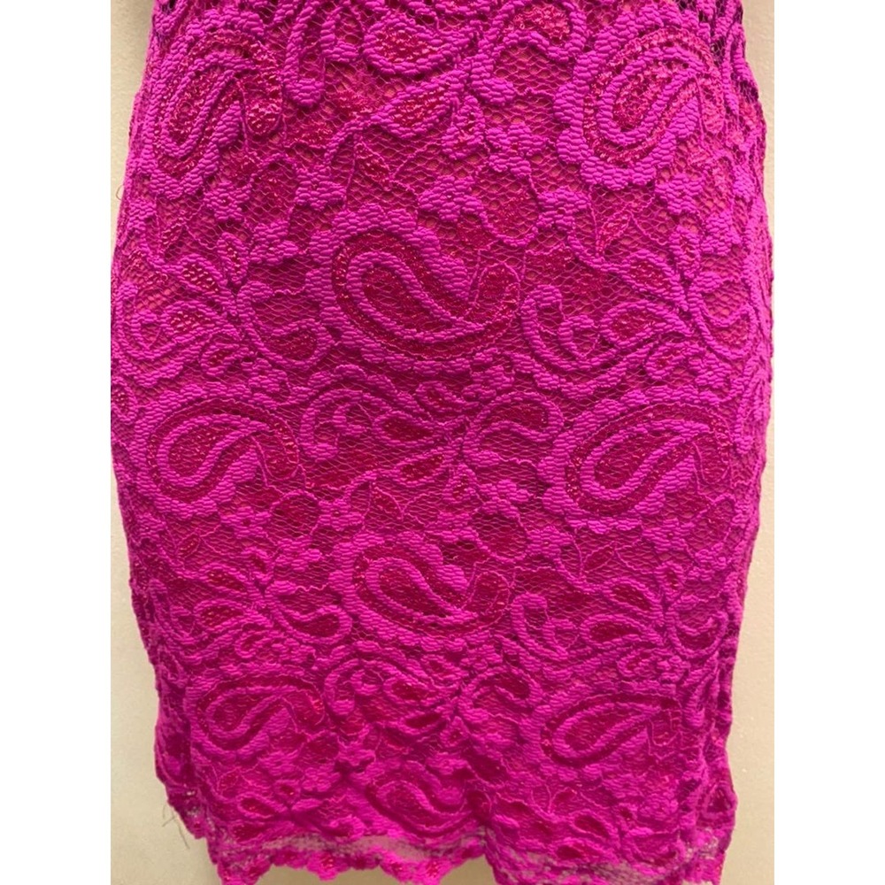 Jennifer Hope pop pink stretchy lace dress XS - Picture 2 of 3